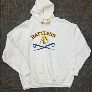 NWT White XL Alderson Broaddus Battlers Hoodie with Logo